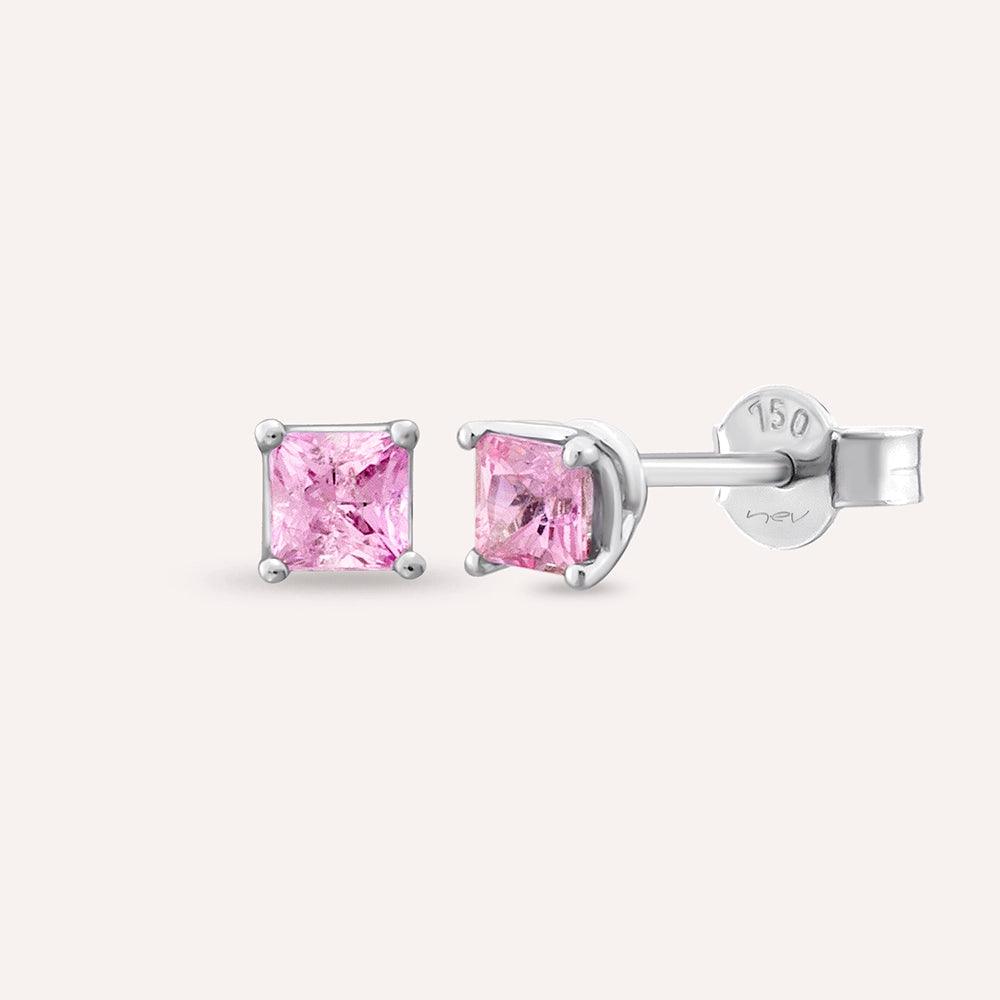 Duo 0.45 CT Light Pink Safir Taşlı Beyaz Altın Küpe - Tufanlar Kuyumculuk