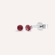 Duo 0.45 CT Red Safir Taşlı Beyaz Altın Küpe