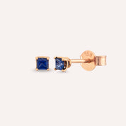Duo 0.50 CT Blue Safir Taşlı Rose Altın Küpe