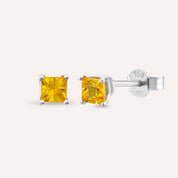 Duo 0.51 CT Kalibre Kesim Yellow Safir Taşlı Beyaz Altın Küpe