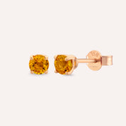 Duo 0.81 CT Orange Safir Taşlı Rose Altın Küpe