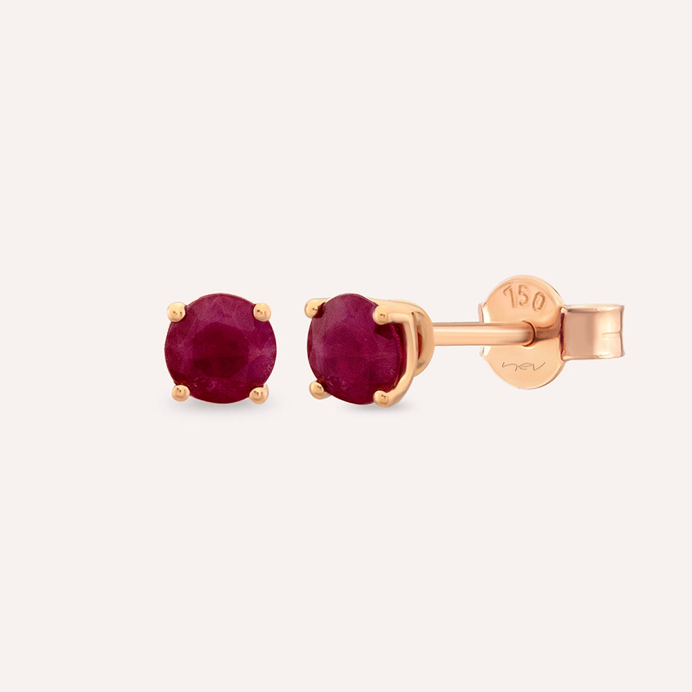 Duo 0.90 CT Yakut Taşlı Rose Altın Küpe