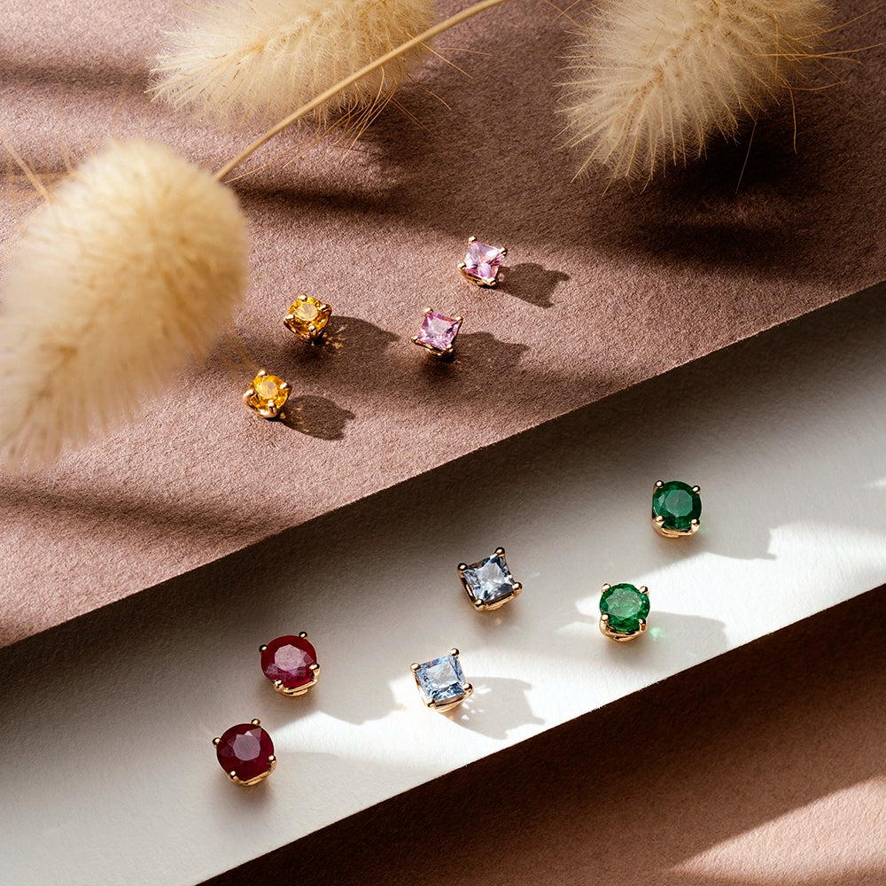 Duo 0.90 CT Yakut Taşlı Rose Altın Küpe