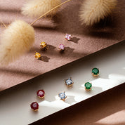 Duo 0.90 CT Yakut Taşlı Rose Altın Küpe