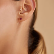 Duo 0.90 CT Yakut Taşlı Rose Altın Küpe