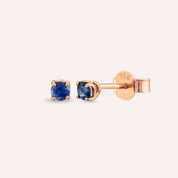 Duo Blue Safir Taşlı Rose Altın Küpe