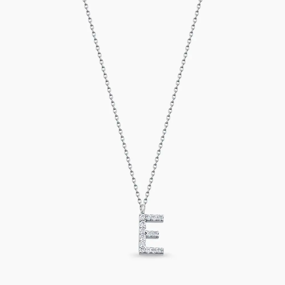 E Harf 0.10 CT Pırlanta Taşlı Beyaz Altın Kolye