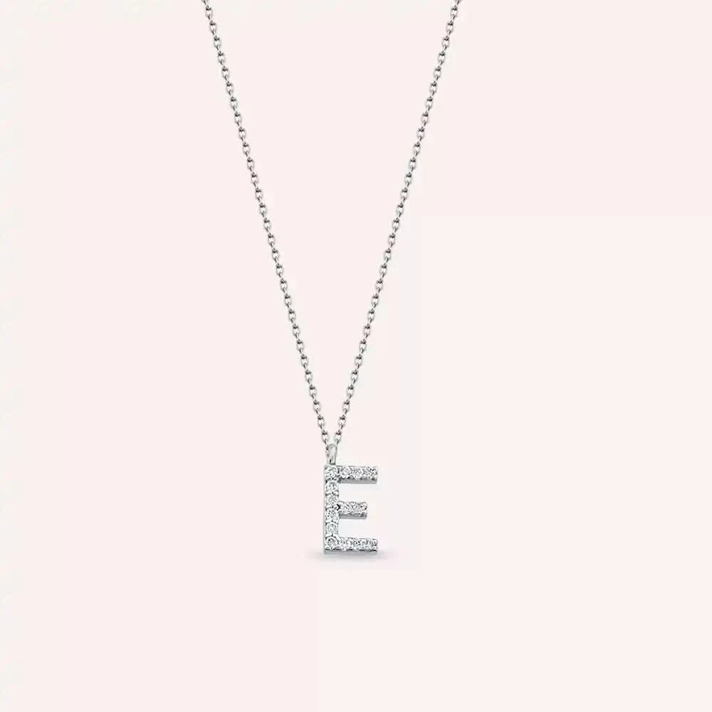 E Harf 0.10 CT Pırlanta Taşlı Beyaz Altın Kolye