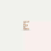 E Harf Pırlanta Taşlı Rose Altın Tek Küpe