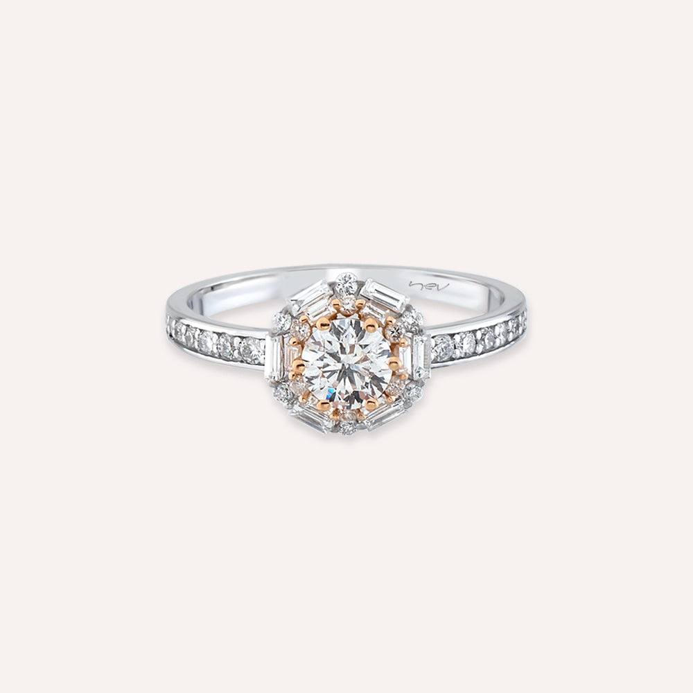 Edna 0.92 CT Baget Pırlanta Taşlı Beyaz Altın Yüzük