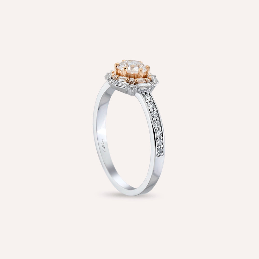 Edna 0.92 CT Baget Pırlanta Taşlı Beyaz Altın Yüzük