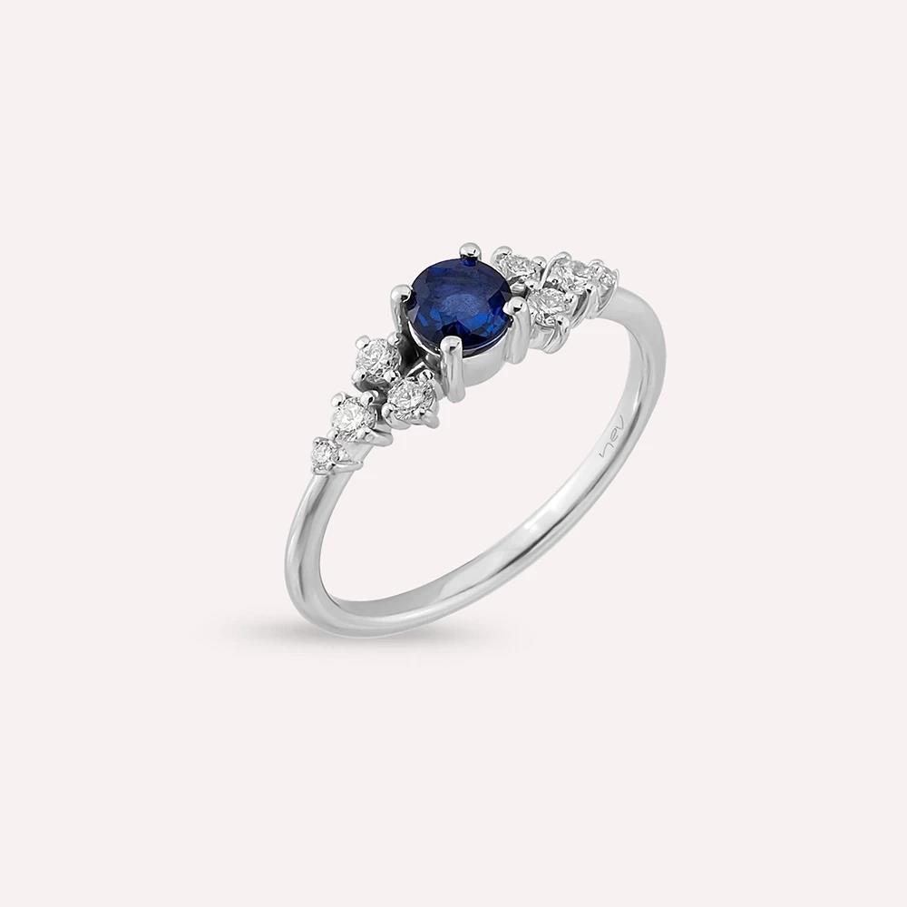 Emilie 0.61 CT Safir ve Pırlanta Taşlı Beyaz Altın Yüzük - Tufanlar Kuyumculuk