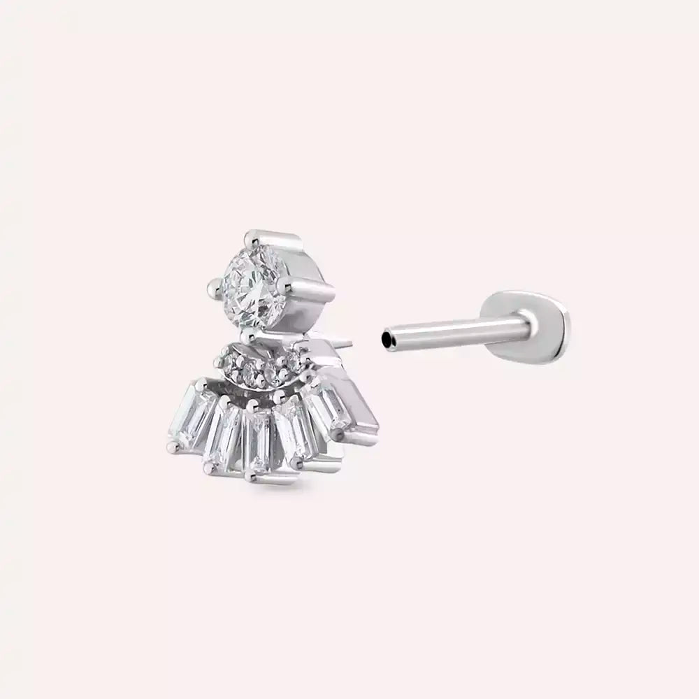 Dawn Pırlanta Taşlı Beyaz Altın Piercing