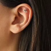Dawn Siyah Pırlanta Taşlı Rose Altın Piercing