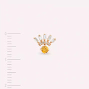 Dawn Yellow Safir ve Baget Kesim Pırlanta Taşlı Rose Altın Tek Küpe
