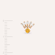 Enif Yellow Safir ve Baget Pırlanta Taşlı Rose Altın Tek Küpe