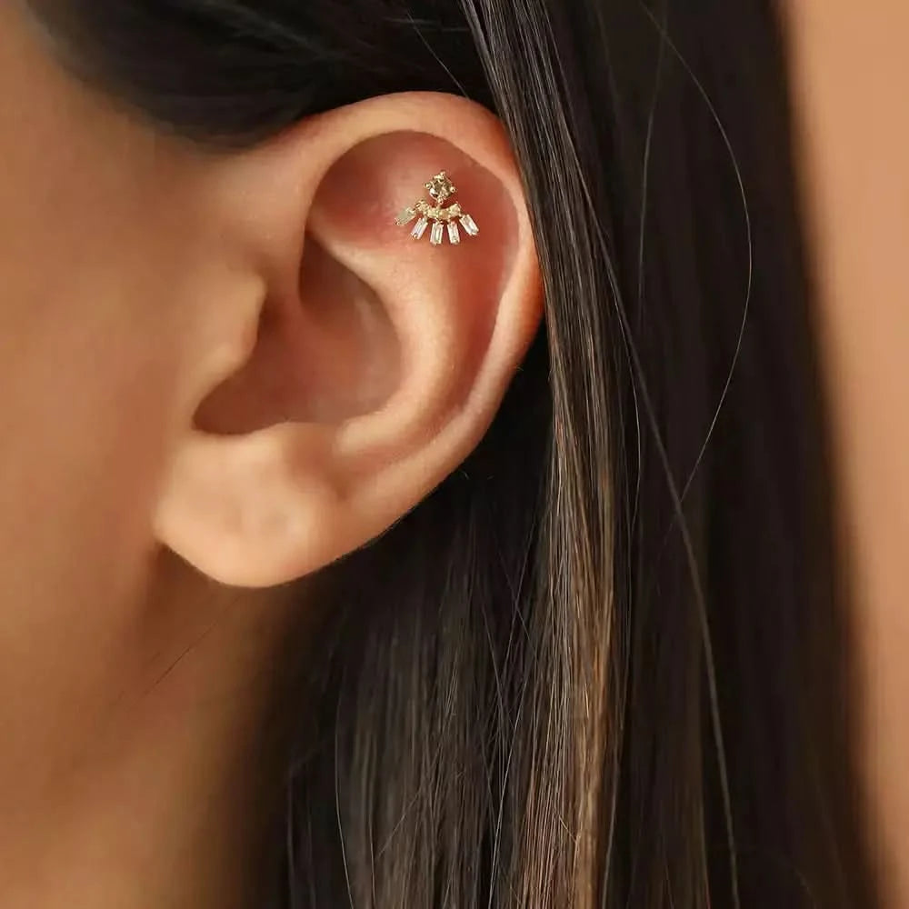 Enif Yellow Safir ve Pırlanta Taşlı Rose Altın Piercing