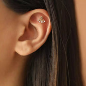 Dawn Yellow Safir ve Pırlanta Taşlı Rose Altın Piercing