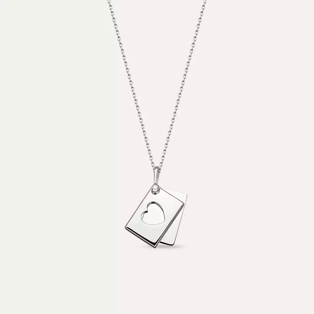 Envelope Green Safir Taşlı Beyaz Altın Kolye