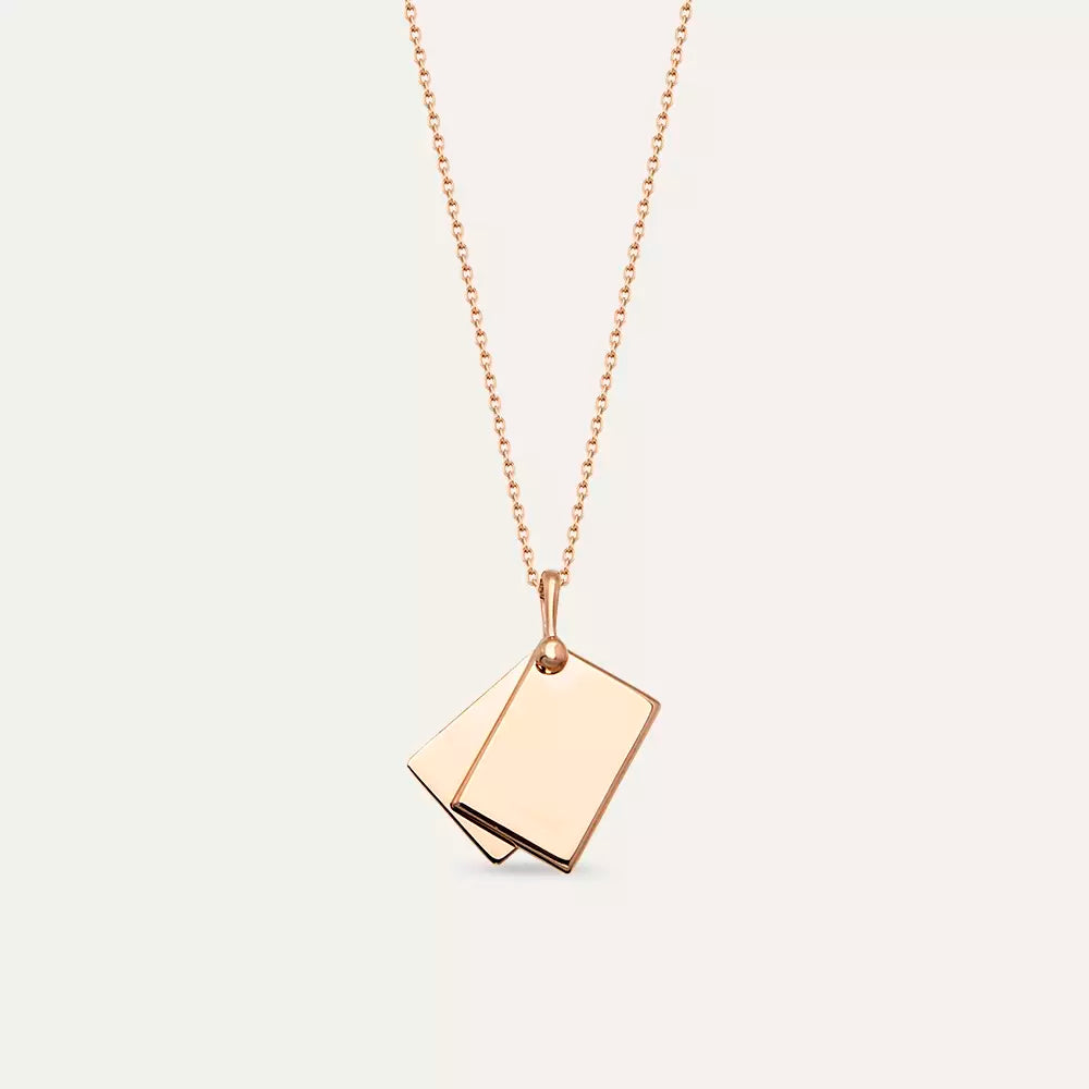 Envelope Orange Safir Taşlı Rose Altın Kolye