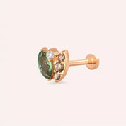 Erisa Green Safir ve Brown Pırlanta Taşlı Rose Altın Piercing