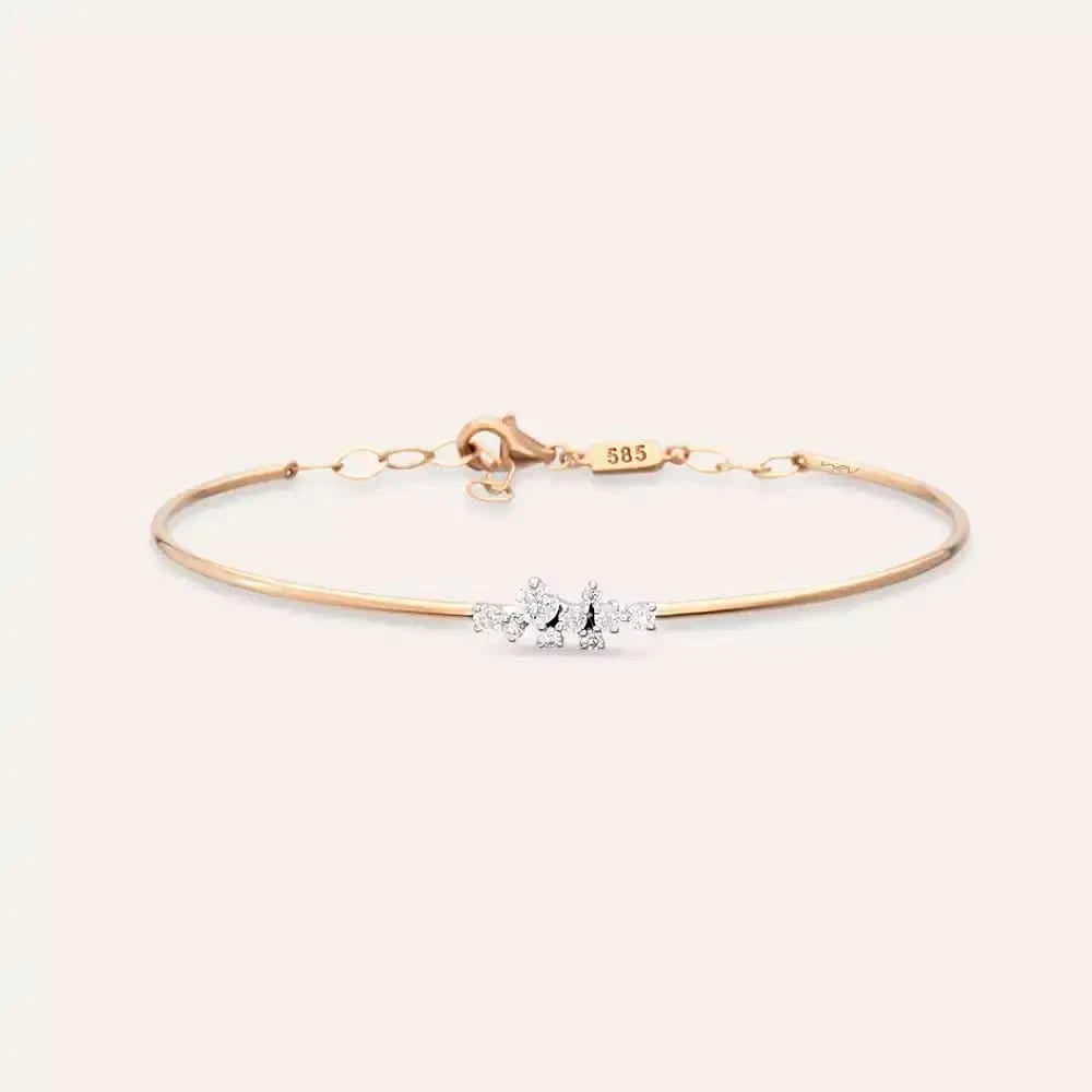 Evelyn Pırlanta Taşlı Rose Altın Bileklik