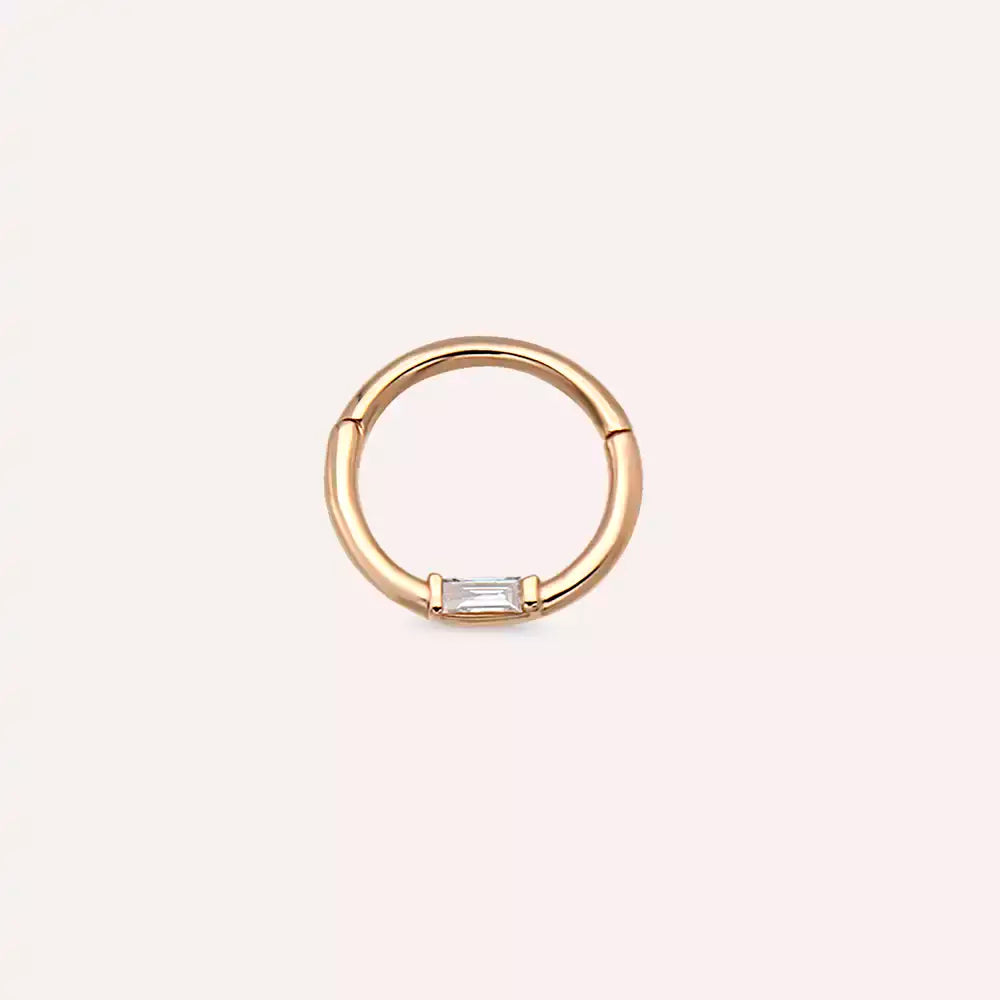 Potty Pırlanta Taşlı Rose Altın Halka Piercing