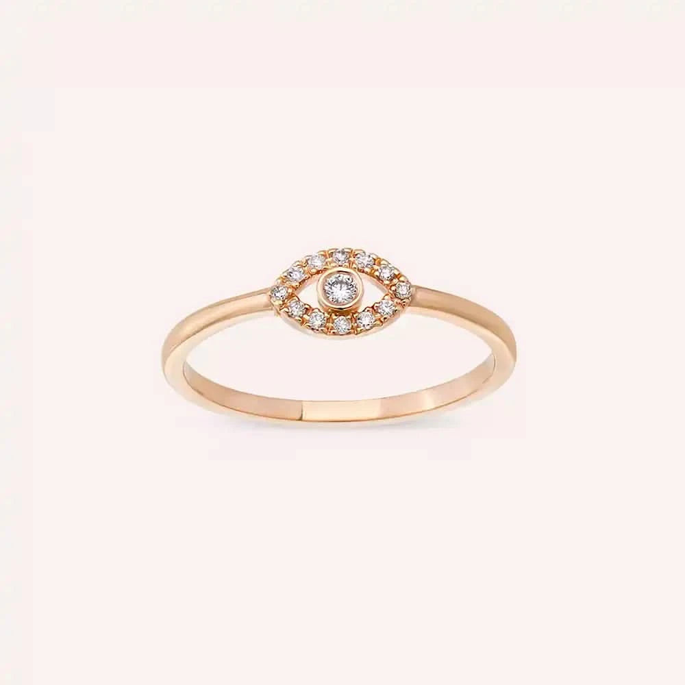 Eye 0.07 CT Pırlanta Taşlı Rose Altın Yüzük