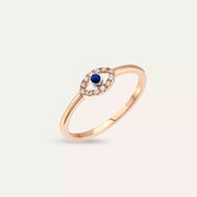 Eye Safir ve Pırlanta Taşlı Rose Altın Yüzük