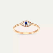 Eye Safir ve Pırlanta Taşlı Rose Altın Yüzük