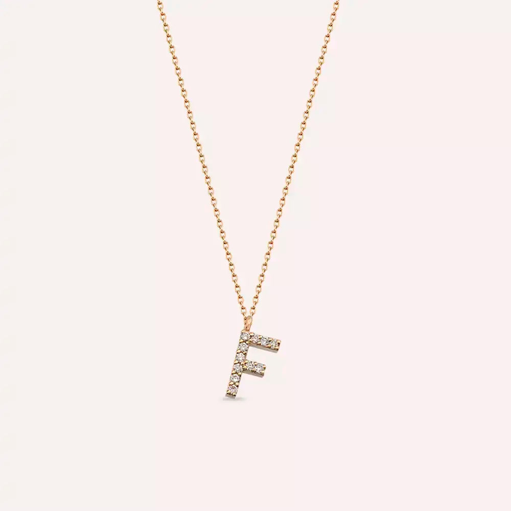 F Harf 0.07 CT Pırlanta Taşlı Rose Altın Kolye
