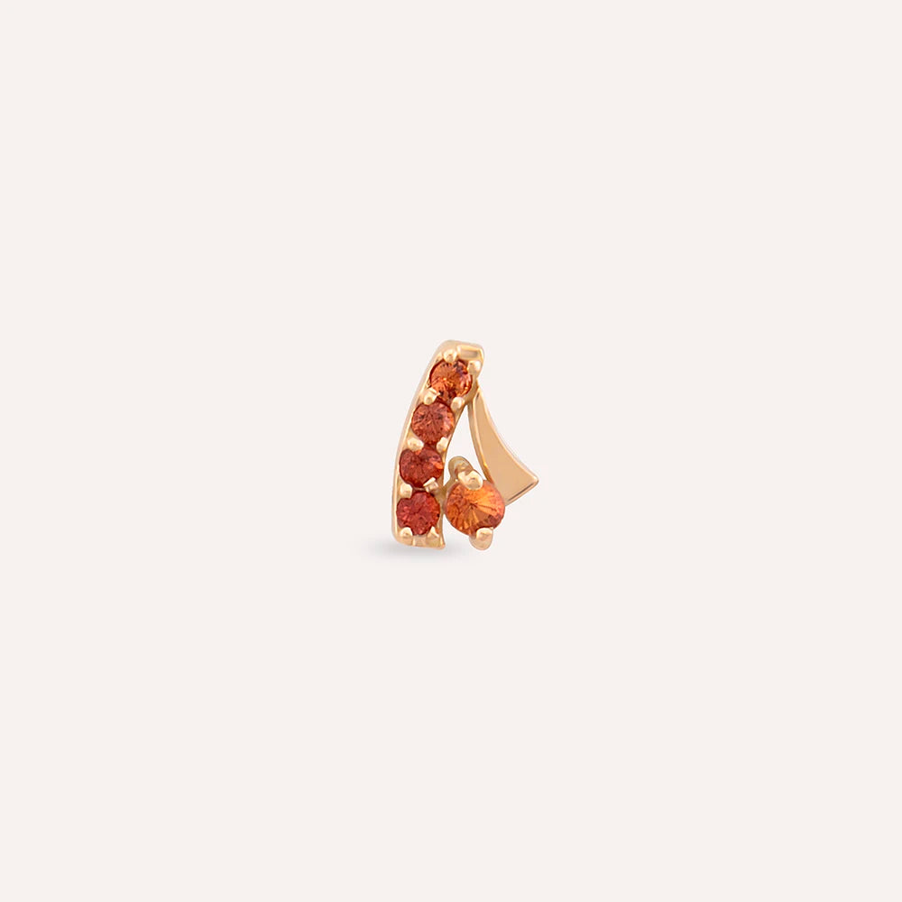 Fey Multicolor Safir Taşlı Rose Altın Tek Küpe