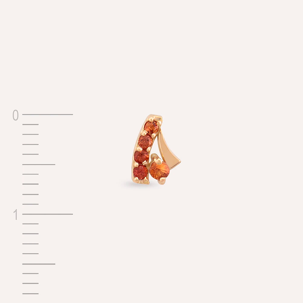 Fey Multicolor Safir Taşlı Rose Altın Tek Küpe