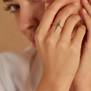 Filo 0.19 CT Zümrüt Taşlı Rose Altın Yüzük