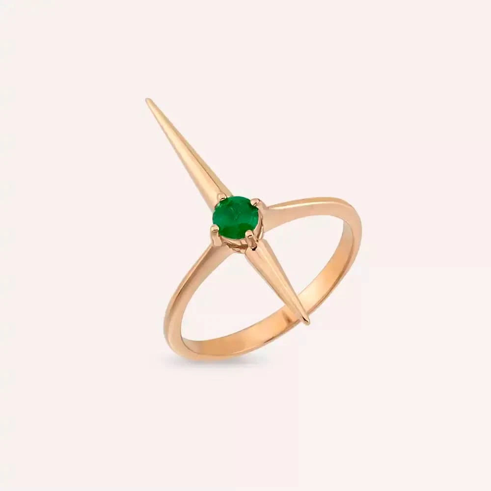 Filo 0.19 CT Zümrüt Taşlı Rose Altın Yüzük