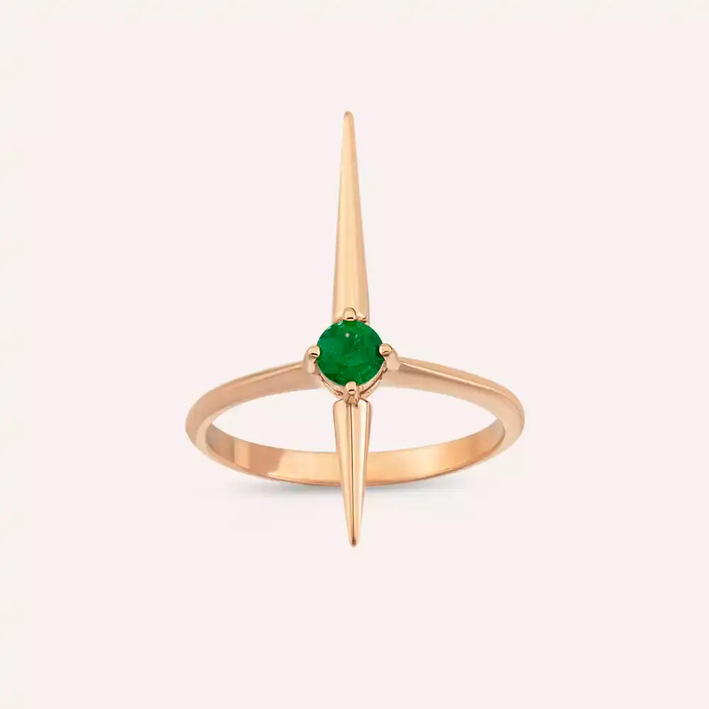 Filo 0.19 CT Zümrüt Taşlı Rose Altın Yüzük