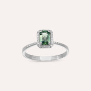 Fiona 0.83 CT Green Safir ve Pırlanta Taşlı Beyaz Altın Yüzük