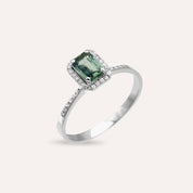 Fiona 0.83 CT Green Safir ve Pırlanta Taşlı Beyaz Altın Yüzük