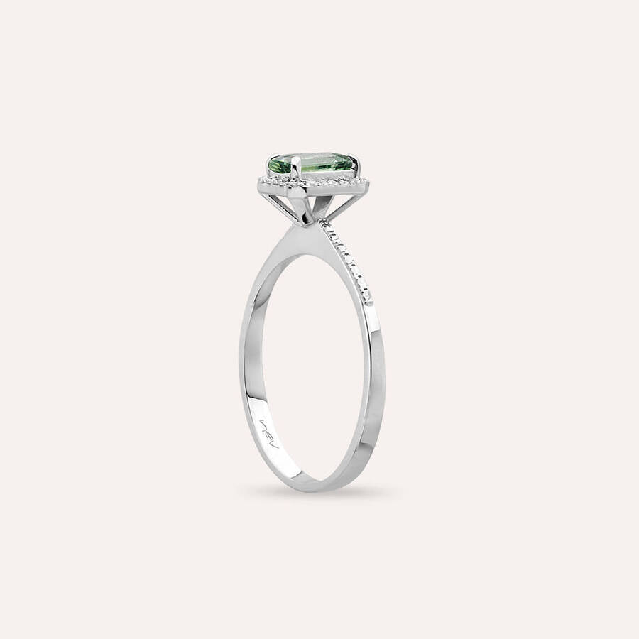 Fiona 0.83 CT Green Safir ve Pırlanta Taşlı Beyaz Altın Yüzük