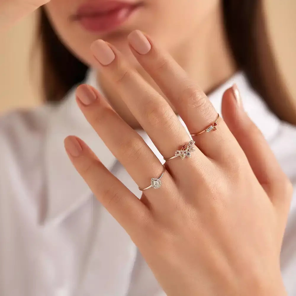 Sparkle  0.25 CT Multicolor Safir ve Pırlanta Taşlı Yüzük