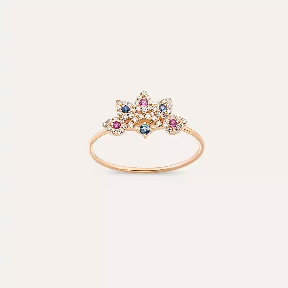 Sparkle 0.28 CT Multicolor Safir ve Pırlanta Taşlı Yüzük