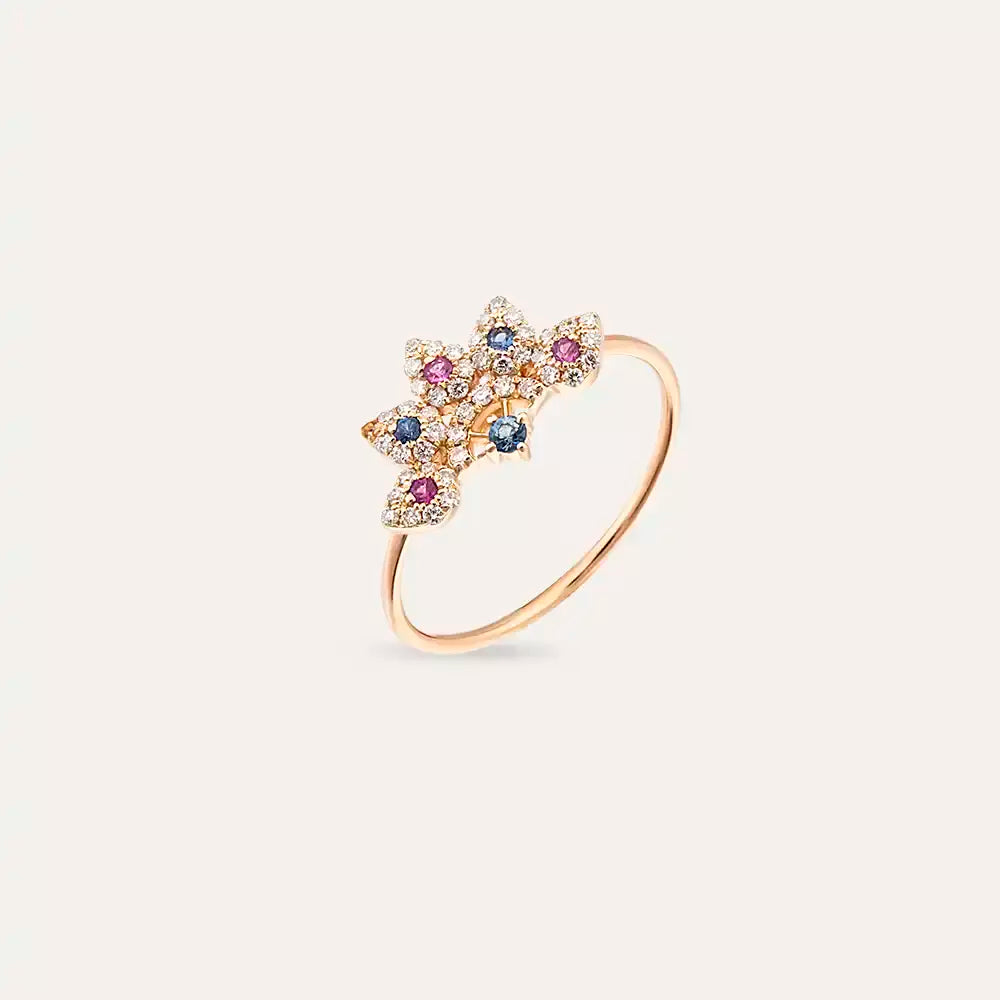 Flare 0.28 CT Multicolor Safir ve Pırlanta Taşlı Yüzük