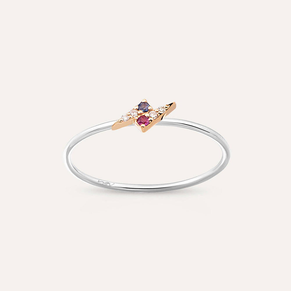 Flash 0.06 CT Multicolor Safir ve Pırlanta Taşlı Yüzük