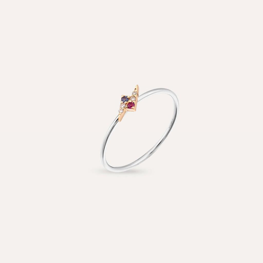 Flash 0.06 CT Multicolor Safir ve Pırlanta Taşlı Yüzük