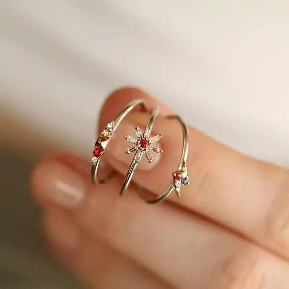 Flash 0.06 CT Multicolor Safir ve Pırlanta Taşlı Yüzük