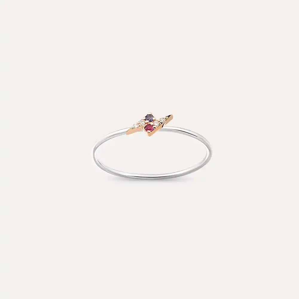 Bolt 0.06 CT Multicolor Safir ve Pırlanta Taşlı Yüzük