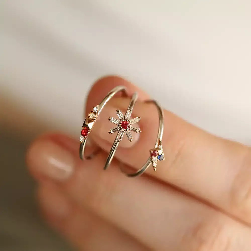 Bolt 0.06 CT Multicolor Safir ve Pırlanta Taşlı Yüzük