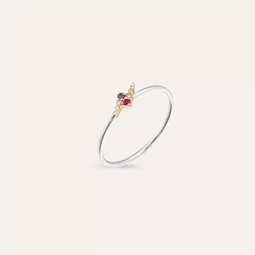 Bolt 0.06 CT Multicolor Safir ve Pırlanta Taşlı Yüzük