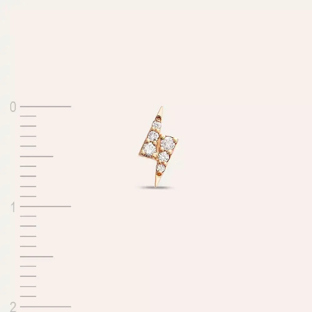 Flash 0.06 CT Pırlanta Taşlı Rose AltınTek Küpe