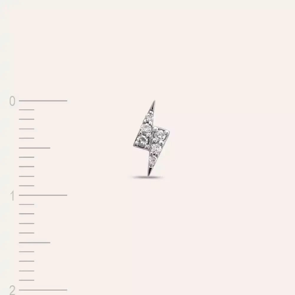 Flash Pırlanta Taşlı Beyaz Altın Tek Küpe